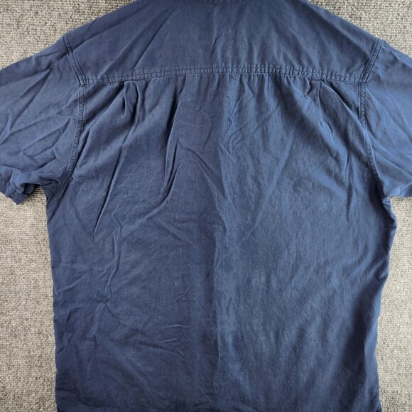 Tommy Bahama Silk Cotton Spandex Button Up Shirt Men Blue Large Stretch Adult LG - Picture 14 of 15